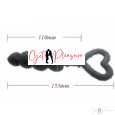 Silicone Black Heart-shaped Anal Bead Butt Plug