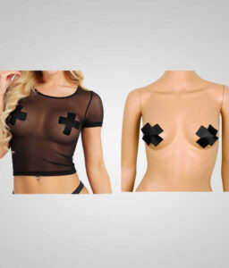 Black Cross leather Nipple Covers BLACK CROSS  LEATHER NIPPLE COVERS 