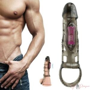 Black Penis Sleeve With Vibrator