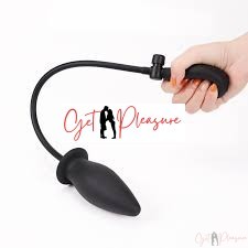 Silicone Inflatable Anal Buttplug Black
