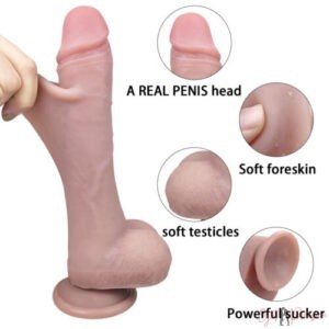 Dual Skin Silicone 8 Inch Dildo