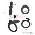 Getpleasure Black Double Penetration Cock Ring Strapon Anal Beads Dildo