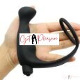 Dick Ring with Anal Plug Prostate Massager Bullet Vibrator 10 Modes Men – Black