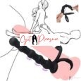 Getpleasure Black Double Penetration Cock Ring Strapon Anal Beads Dildo