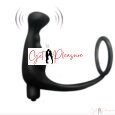 Dick Ring with Anal Plug Prostate Massager Bullet Vibrator 10 Modes Men – Black