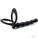 Getpleasure Black Double Penetration Cock Ring Strapon Anal Beads Dildo
