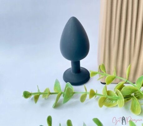 8cm Silicone Jeweled Butt Plug-Black
