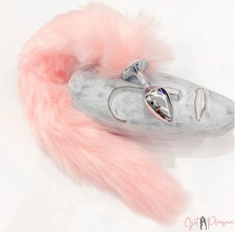 Fox Tail Steel Anal Butt Plug-Pink