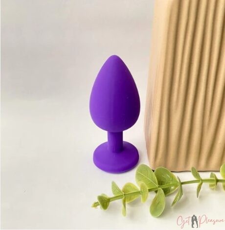 4cm Width Silicone Jeweled Butt Plug - Purple
