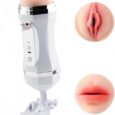 Vagina And Oral Realistic 2 In 1 Male Masturbate With Strong Suction Cup-White