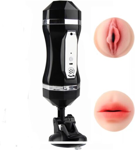 Realistic Vagina And Mouth Oral sex 1 In 2 Male Masturbator-Black