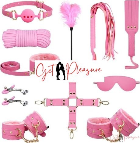 Upgrade Pink 11PCS Sets with Adjustable Sex Bondage BDSM Kit