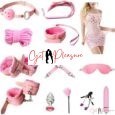 13 Pieces Genuine Leather BDSM Restraint Kit -Pink