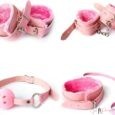 13 Pieces Genuine Leather BDSM Restraint Kit -Pink