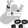 Wrist & Thigh Cuffs BDSM Restraints Set -Black