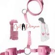 Neck to Wrist Restraint Bondage Set With Rope-Pink