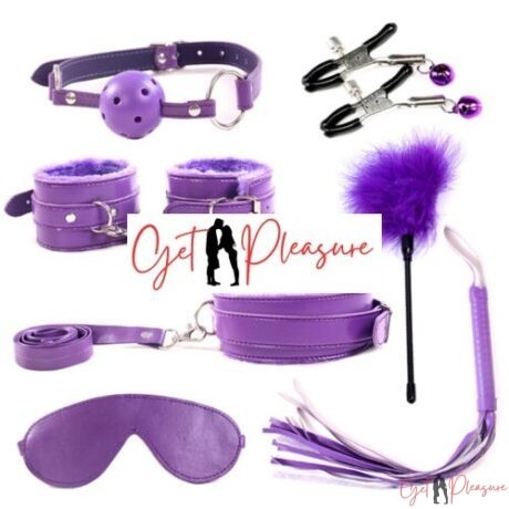 Purple 7 Pieces Bondage Set Restraint Slave game