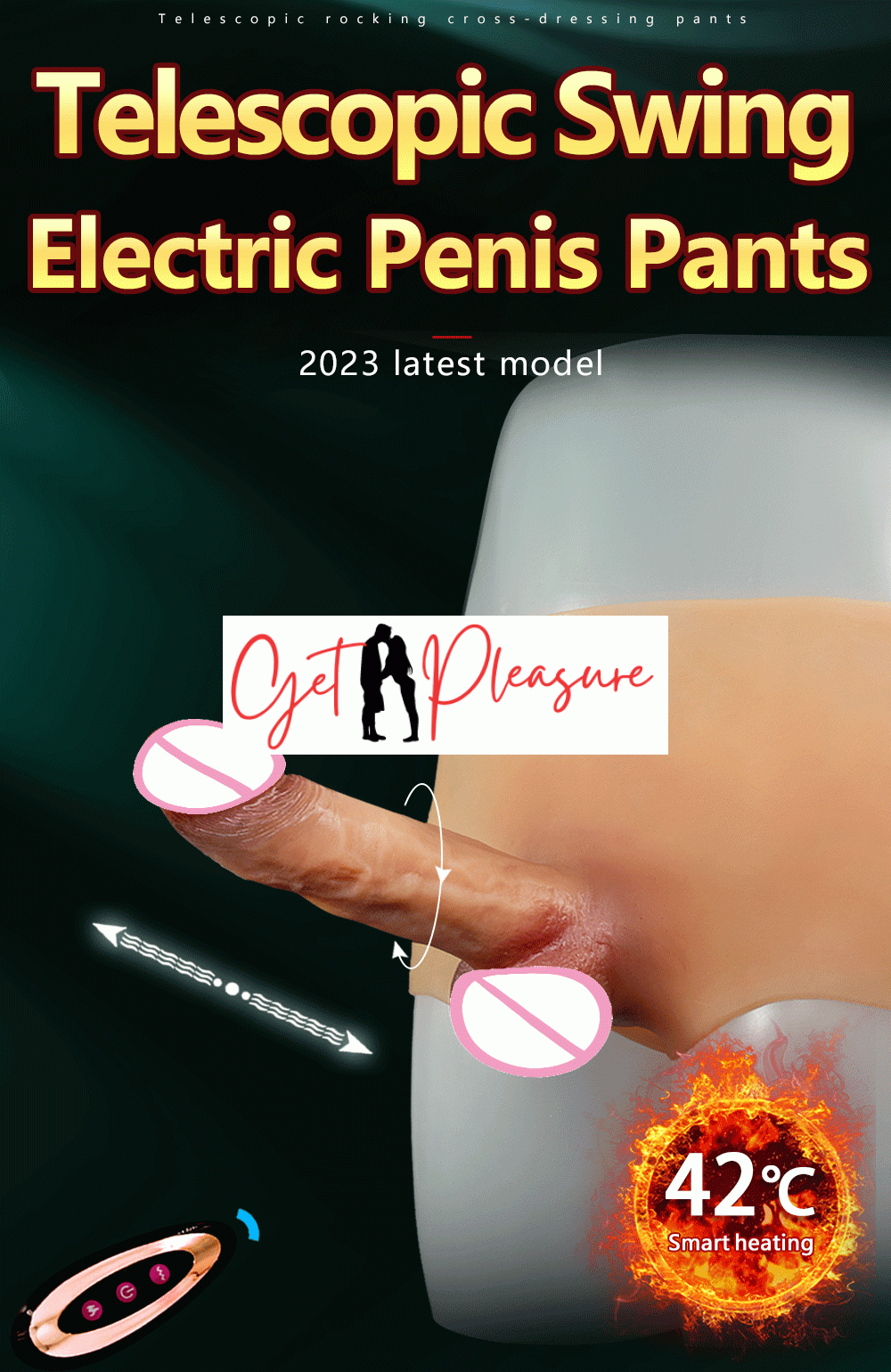 Electric Telescopic Swing Heating Vibrating Wearable Strap On Pant Dildo