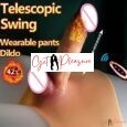 Electric Telescopic Swing Heating Vibrating Wearable Strap On Pant Dildo