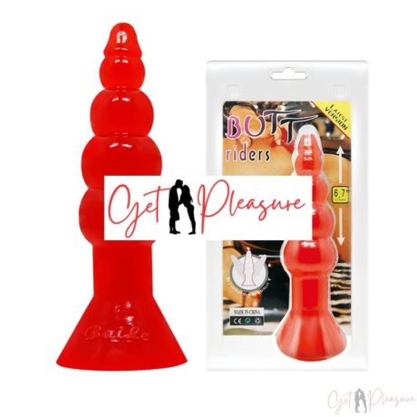 7 Inches Flexible Jelly Beaded Anal Butt Plug Red