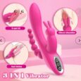 3IN1 Rabbit G-Spot Stimulator Anal Dildo 7 speed Vibrator For Couple -Pink