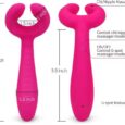 Dual Ended 3 Motors G-Spot Rabbit Silicone Clitoris Vagina Penis Stimulator Pink