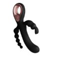 Black Three in one Silicone anal, vaginal and clitoral vibrator For Women