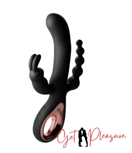 Black Three in one Silicone anal, vaginal and clitoral vibrator For Women