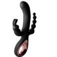 Black Three in one Silicone anal, vaginal and clitoral vibrator For Women
