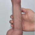 Uncut Liquid Silicone Dildo with Strong Suction Cup Vaginal Clit Stimulator