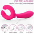 Dual Ended 3 Motors G-Spot Rabbit Silicone Clitoris Vagina Penis Stimulator Pink