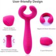 Dual Ended 3 Motors G-Spot Rabbit Silicone Clitoris Vagina Penis Stimulator Pink