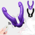 Strapless Strapon Dual Ended Purple Dildo Lesbian Pegging Strap On vibrator Remote Control Wildest Dreamz Sex Toy