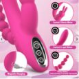 3IN1 Rabbit G-Spot Stimulator Anal Dildo 7 speed Vibrator For Couple -Pink
