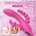 3IN1 Rabbit G-Spot Stimulator Anal Dildo 7 speed Vibrator For Couple -Pink