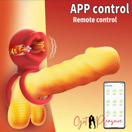 3 In 1 Licking Mouth Tongue Licking Clitoral Stimulator Men Ejaculation Delay Cock ring