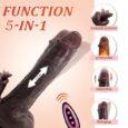 5 IN 1 Licking and Heating and Thrusting Remote Control Black Automatic Black Dildo Vibrator