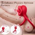3 In 1 Licking Mouth Tongue Licking Clitoral Stimulator Men Ejaculation Delay Cock ring