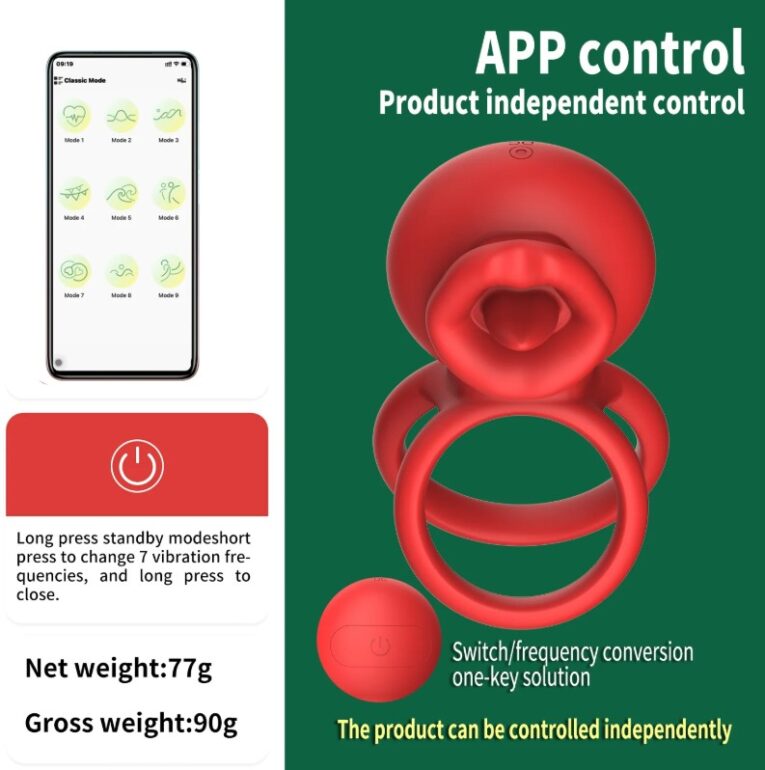 Licking Sucking Vibration Penis ring For Men