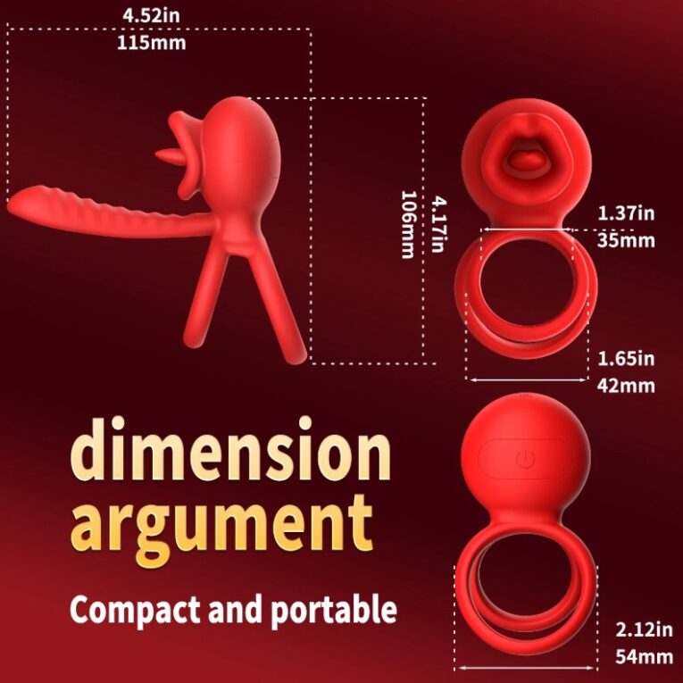New Red Deep Throat Licking Penis Ring For Men