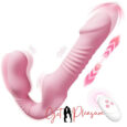 Strapless Strap On Lesbian G-Spot Thrusting Vibrator Double Ended Dildo Pink