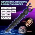 10 Modes Vibrating Thrusting  Anal Beads Long Prostate Butt Plug with Pull Ring