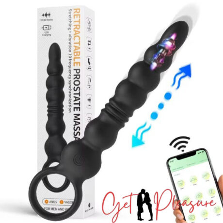 10 Modes Vibrating Thrusting  Anal Beads Long Prostate Butt Plug with Pull Ring