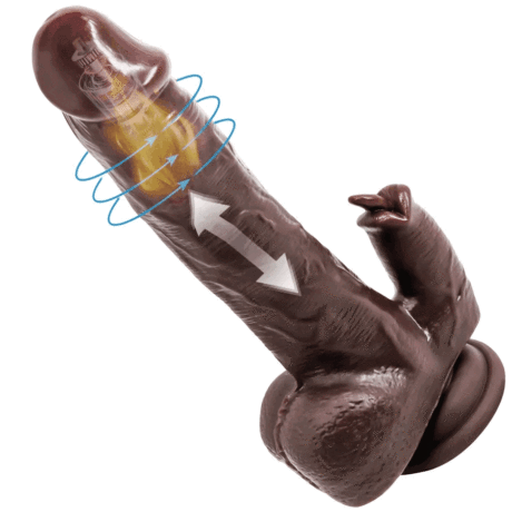 5 IN 1 Licking and Heating and Thrusting Remote Control Black Automatic Black Dildo Vibrator