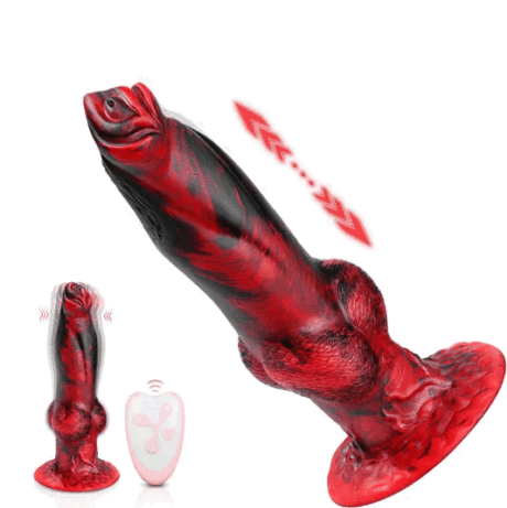 8.7 Inches Platinum Silicone Thrusting Dog Dildo With Vibration