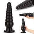 10 inches long and 3 inches width 8 rings Spiral gradually larger Anal Sex Toys Black