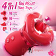 360° Tongue Licking 4IN1 Mouth Sucking Vibrator Rose Sex Toy For Couple