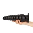 10 inches long and 3 inches width 8 rings Spiral gradually larger Anal Sex Toys Black