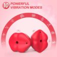 Mouth Shape Red 10 Modes Nipple Clamps Double Vibrator Sex Toys