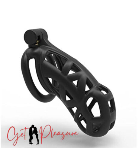 Maxi Cobra Hollow Design Comfortable and Firm 3D Chastity Cage Male Resin with 4 Rings Black